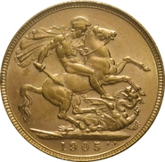 Moneda Soberano de Oro 1905 Eduardo VII (P)