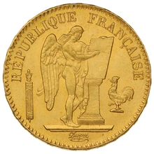 Moneda de 20 Francos Franceses 1871 - Ángel de la guarda - A