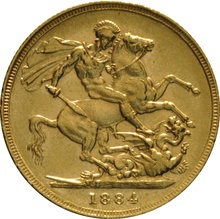 Soberano de Oro 1884 - Victoria Joven (S)