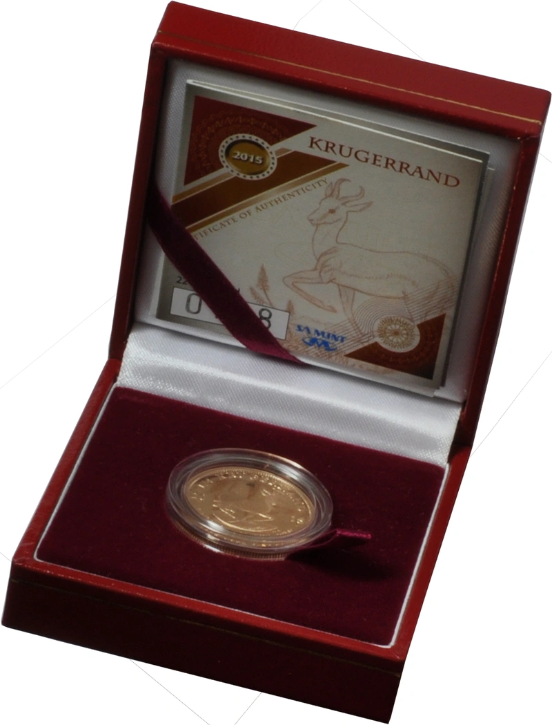 Moneda Krugerrand de Oro de 1/4 oz Proof 2015 en Caja Original
