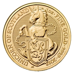 Moneda Bestias de la Reina El Unicornio de Escocia de Oro de 1 oz