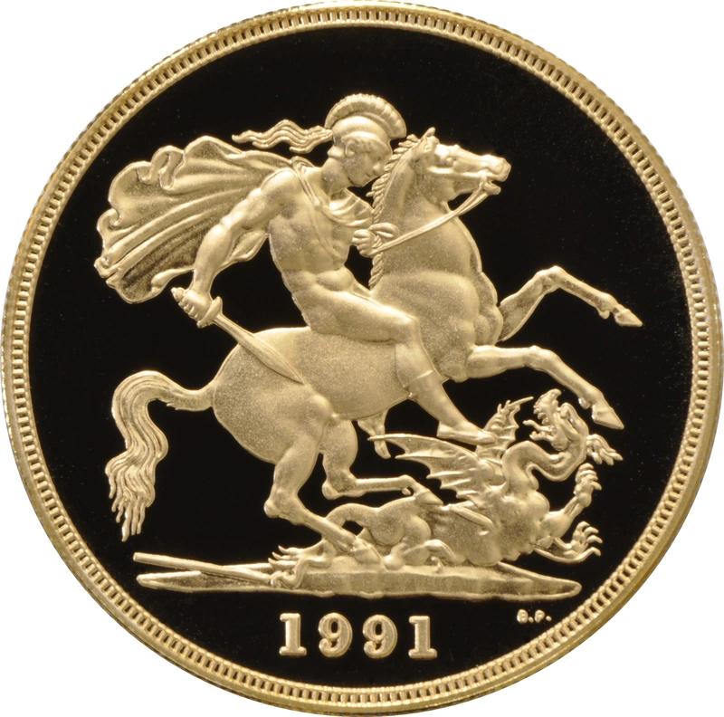 Moneda Soberano Quintuplo de Oro Prueba 1991