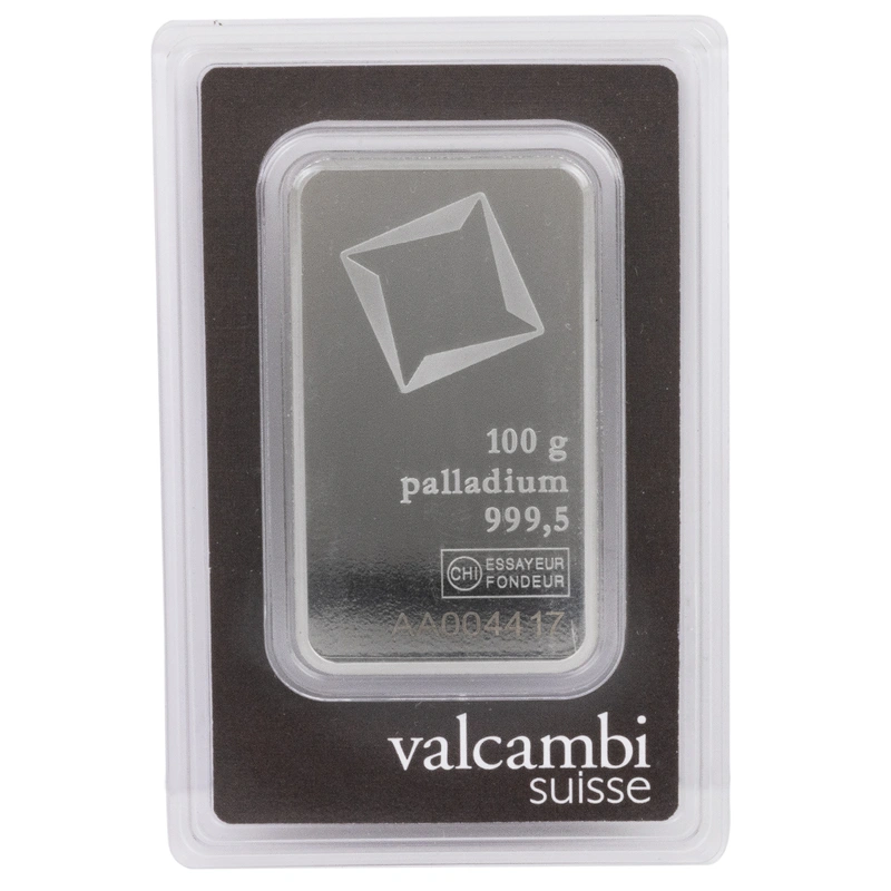 Lingote de Paladio de 100 g Valcambi