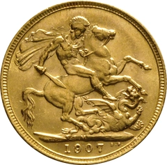 Moneda Soberano de Oro 1907 Eduardo VII (M)