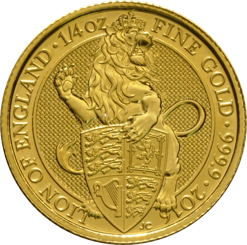 Moneda Bestias de la Reina El León de Inglaterra de Oro de 1/4 oz
