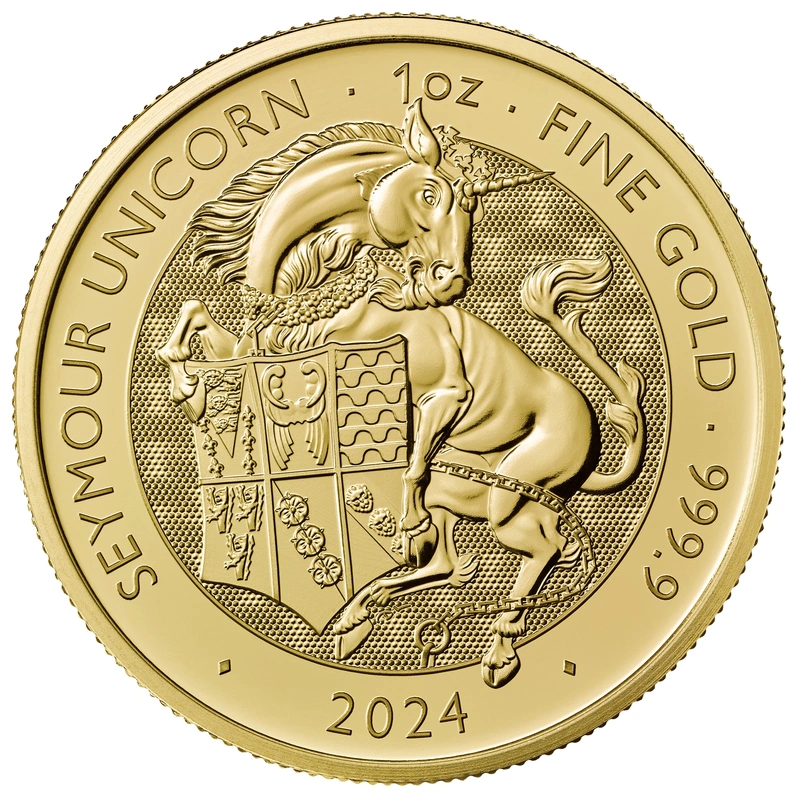 Moneda Bestias Tudor de Oro de 1 oz Unicornio de Seymour 2024