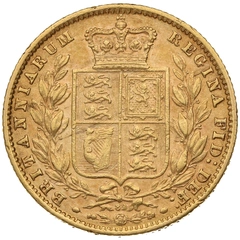 Moneda Soberano de Oro 1870 Victoria Joven con Reverso Escudado (L)