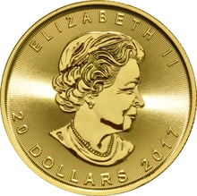 Maple Leaf Canadiense de 1/2 oz de Oro 2017