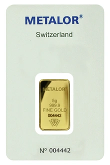 Lingote de Oro de 5 g Metalor